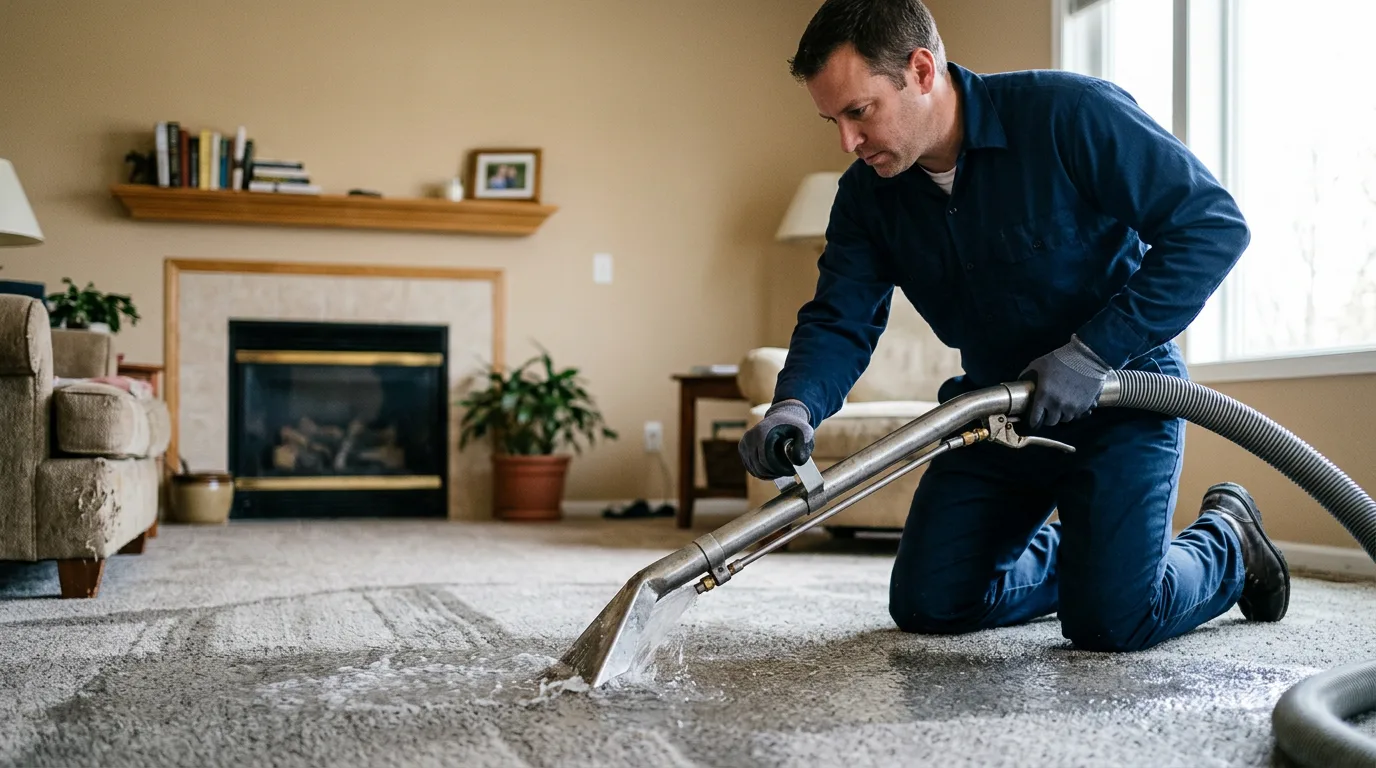 Water damage restoration technician working near Saegertown, PA